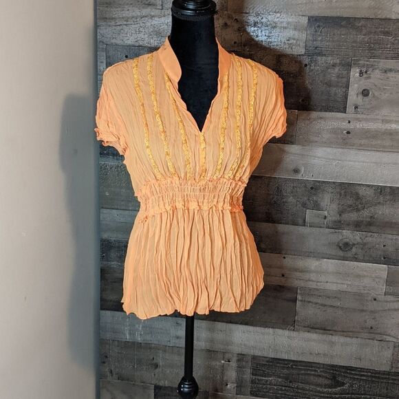Piano Orange dressy top with beading L - Picture 1 of 4